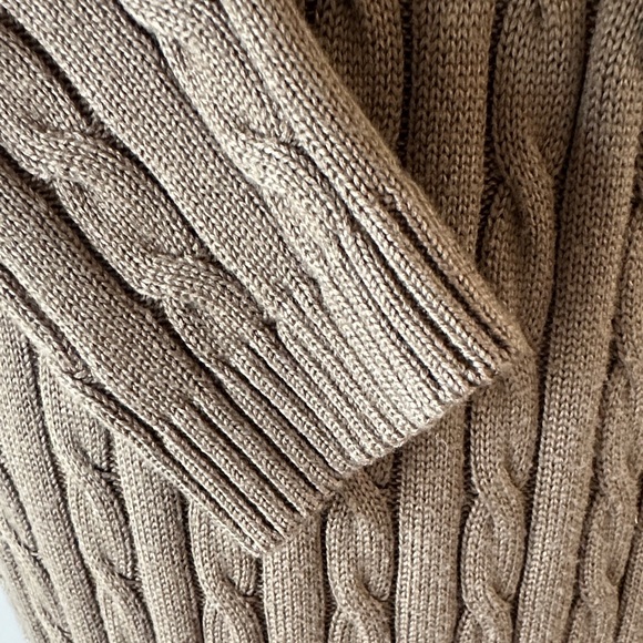 Calvin Klein Cable Knit Shawl Collar Sweater Dress with Brown Buckle Detail - Picture 7 of 8